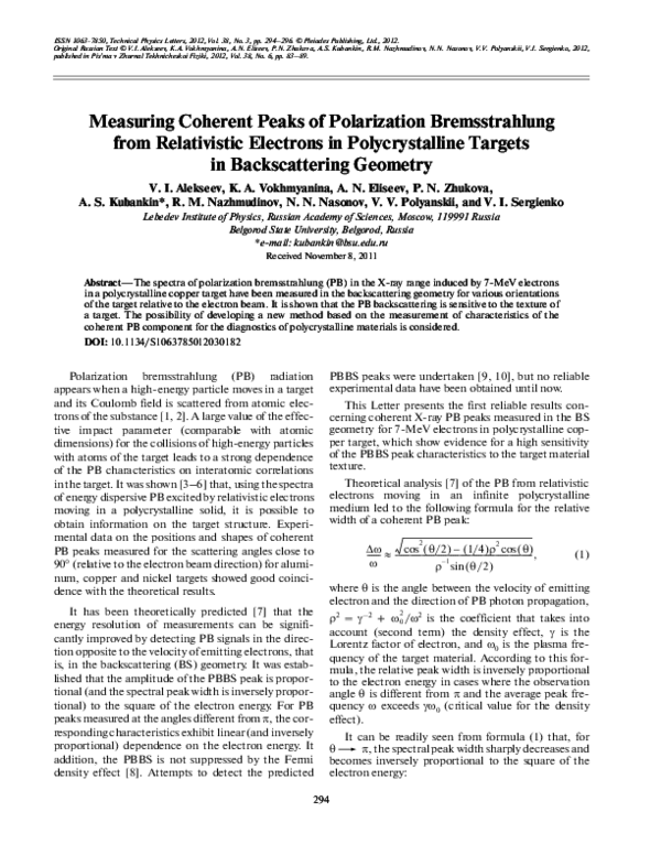 (PDF) Measuring coherent peaks of polarization bremsstrahlung from ...