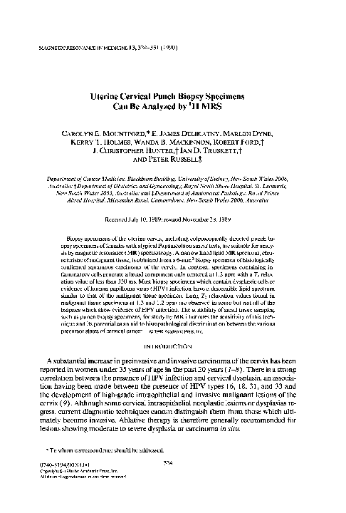 (PDF) Uterine cervical punch biopsy specimens can be analyzed by1h mrs