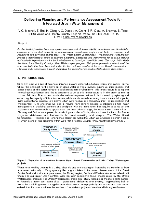 (PDF) Delivering Planning and Performance Assessment Tools for ...