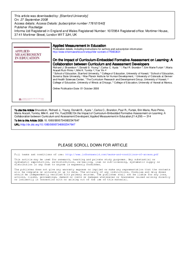 (PDF) On the Impact of Formative Assessment on Student Motivation ...