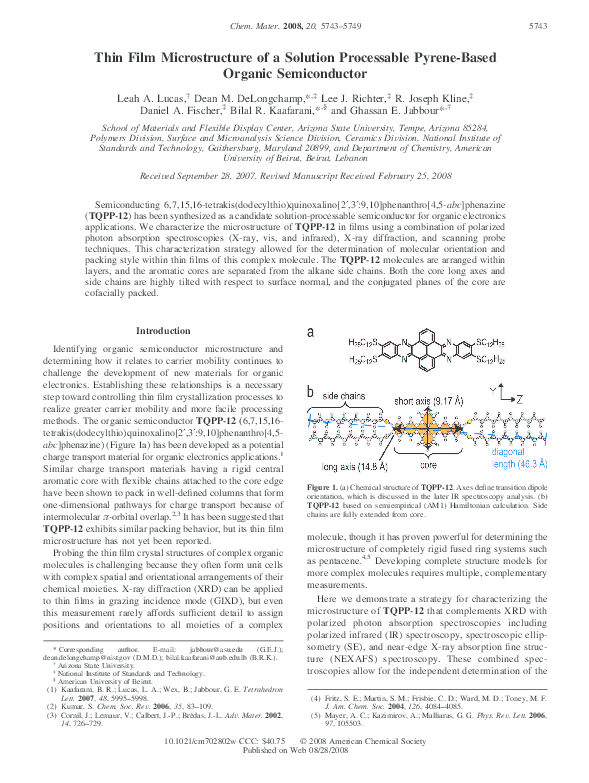 (PDF) Thin Film Microstructure of a Solution Processable Pyrene-Based ...
