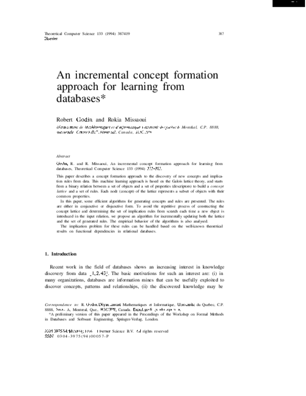 (PDF) An incremental concept formation approach for learning from databases