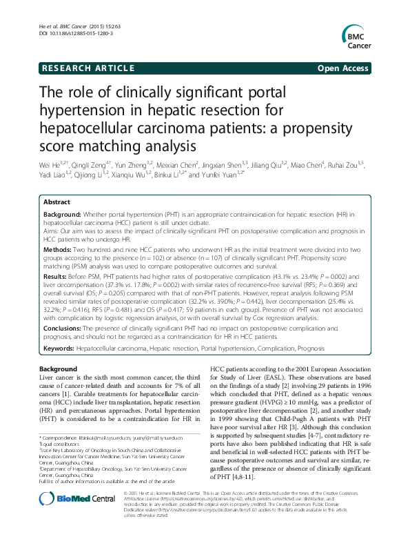 (PDF) The role of clinically significant portal hypertension in hepatic ...