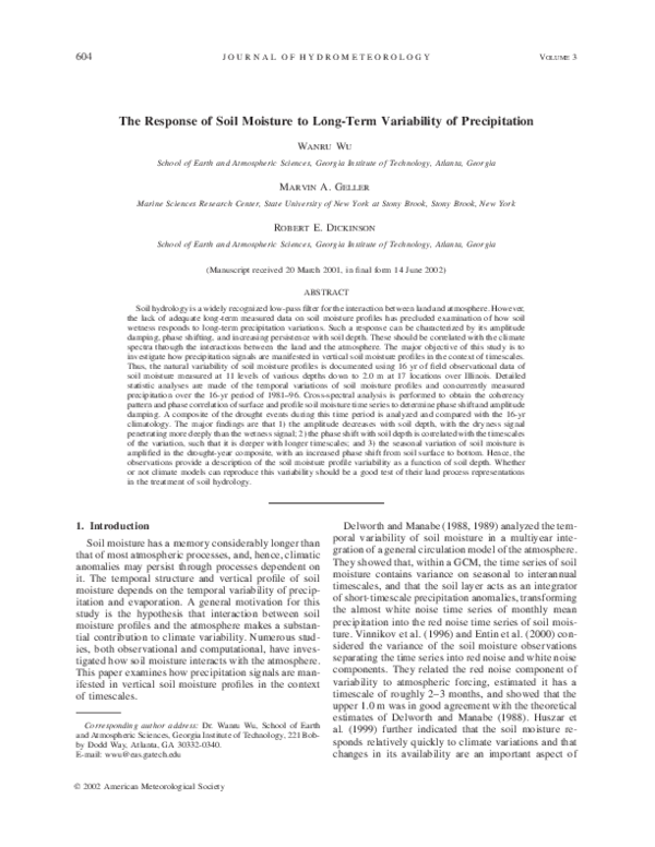 (PDF) The Response of Soil Moisture to Long-Term Variability of ...