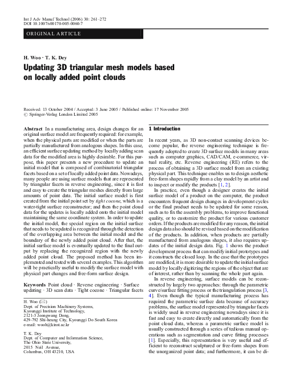 (PDF) Updating 3D triangular mesh models based on locally added point ...