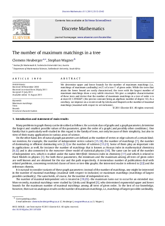 (PDF) The number of maximum matchings in a tree