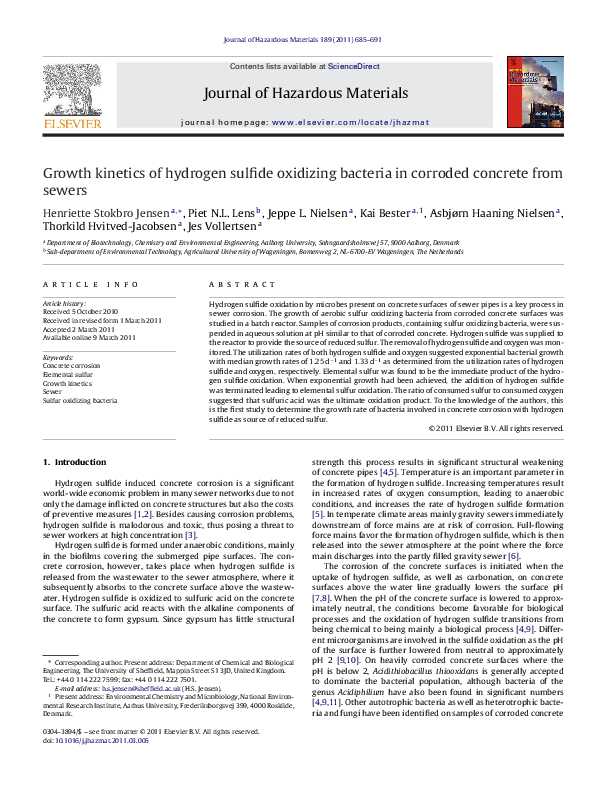 (PDF) Growth kinetics of hydrogen sulfide oxidizing bacteria in ...