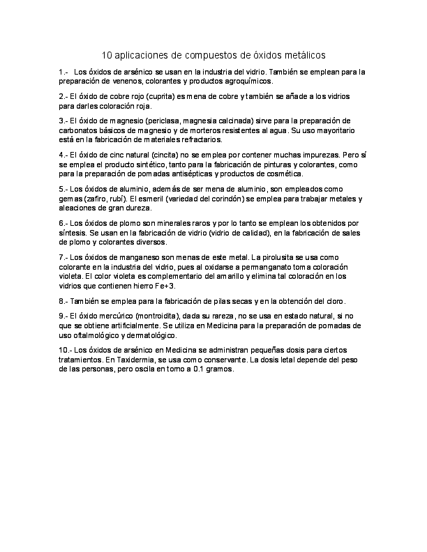 Usos Y Aplicaciones De Los Oxidos No Metalicos Aplican Compartida Usos Y Aplicaciones De Los Oxidos No Metalicos Aplican Compartida