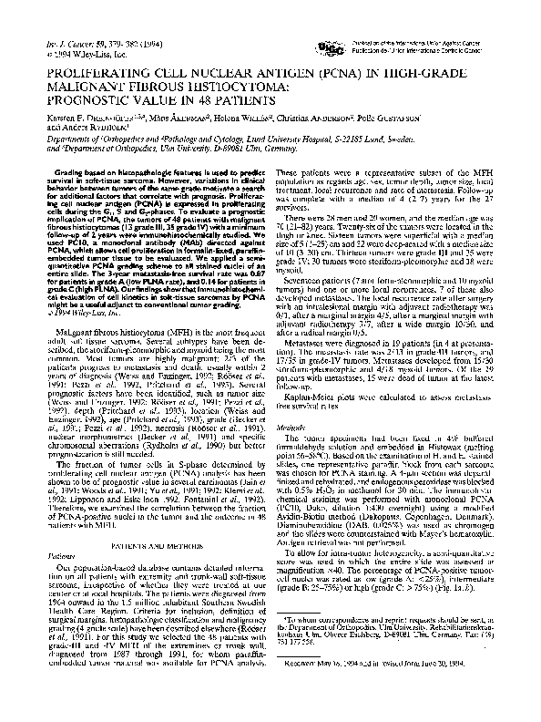 (PDF) Proliferating cell nuclear antigen (PCNA) in high-grade malignant ...