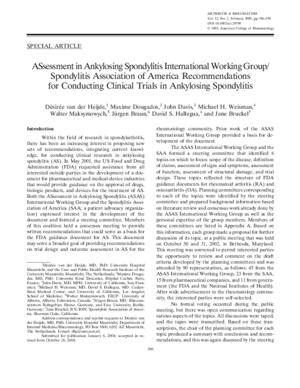 (PDF) Assessment in Ankylosing Spondylitis International Working Group ...