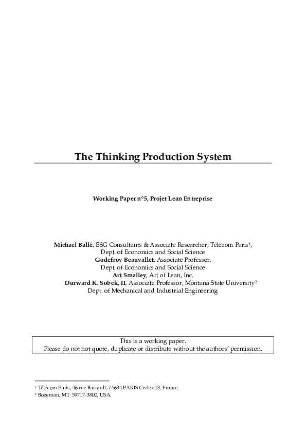 (PDF) The thinking production system