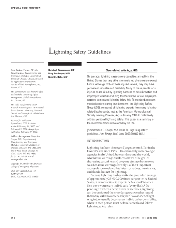 (PDF) Lightning safety guidelines Mary Cooper and Ronald Holle