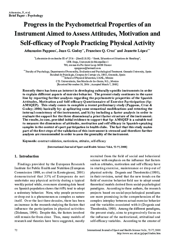 (PDF) Progress in the Psychometrical Properties of an Instrument Aimed ...