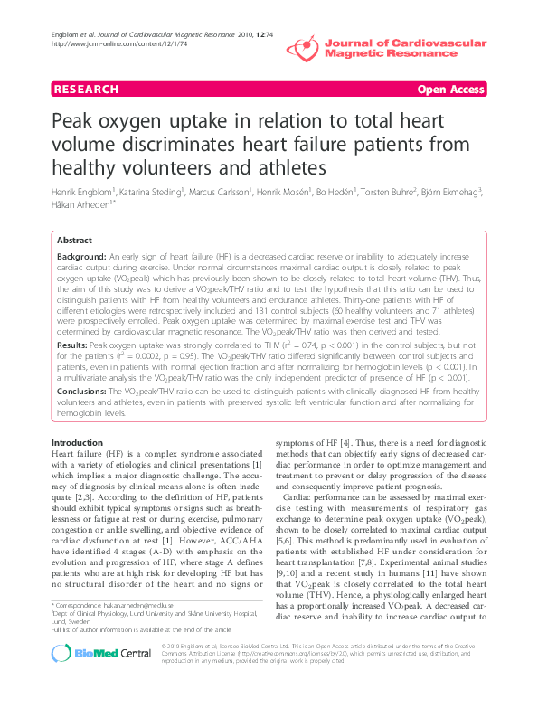 (PDF) Evaluation of maximum O2 consumption using ergospirometry in