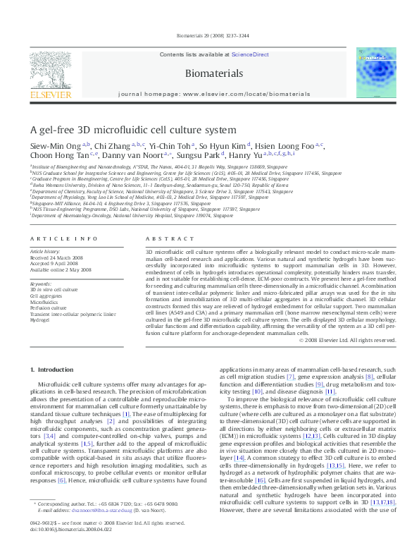 (PDF) A gel-free 3D microfluidic cell culture system