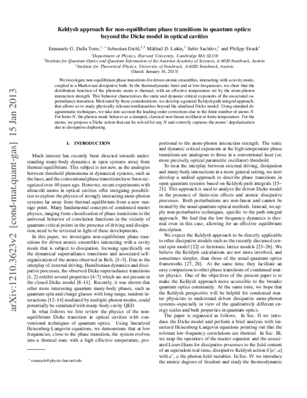 (PDF) Keldysh approach for nonequilibrium phase transitions in quantum ...