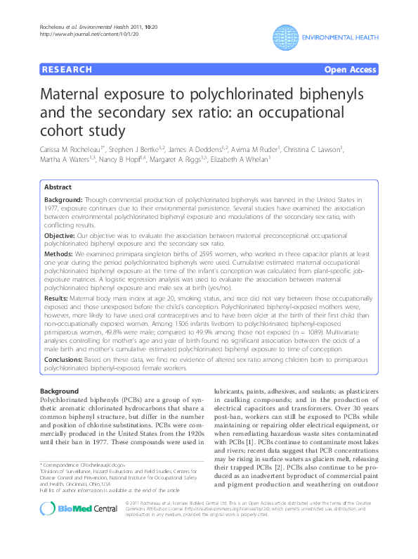 (PDF) Maternal exposure to polychlorinated biphenyls and the secondary ...