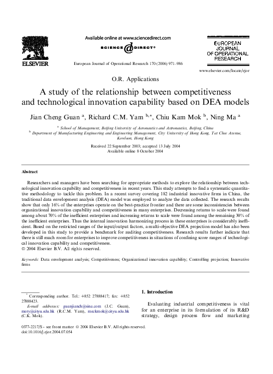 (PDF) A study of the relationship between competitiveness and ...