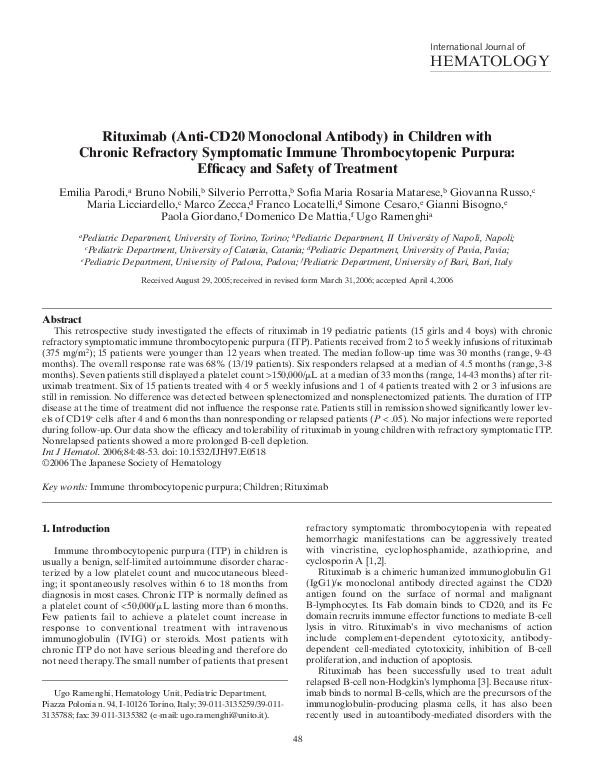 (PDF) Rituximab (Anti-CD20 Monoclonal Antibody) in Children with ...