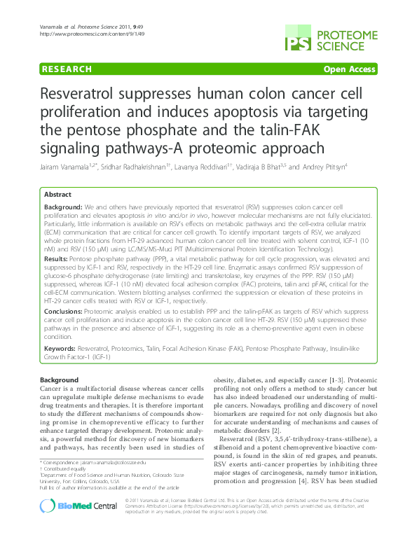 (PDF) Resveratrol suppresses human colon cancer cell proliferation and ...