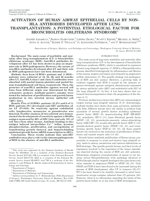 (PDF) ACTIVATION OF HUMAN AIRWAY EPITHELIAL CELLS BY NON-HLA ANTIBODIES ...