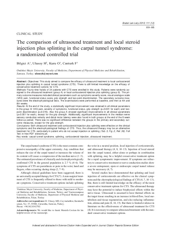 (PDF) The comparison of ultrasound treatment and local steroid