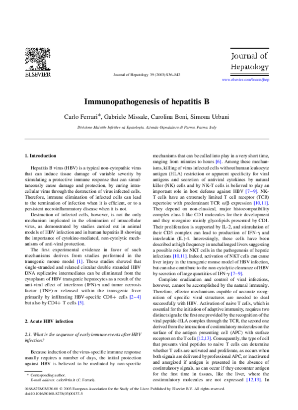 (PDF) Immunopathogenesis of hepatitis B