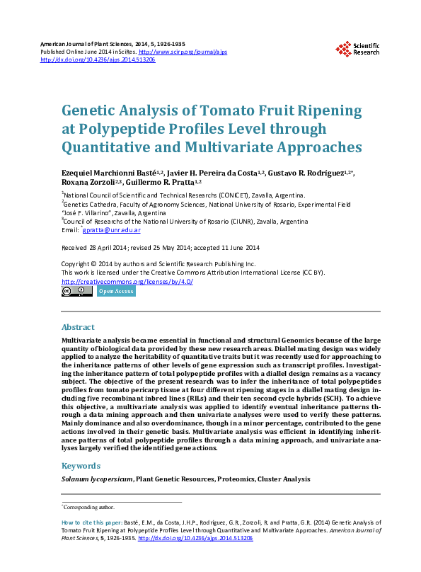 (PDF) Genetic Analysis of Tomato Fruit Ripening at Polypeptide Profiles ...