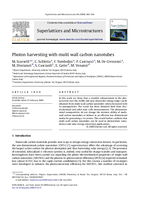 (PDF) Photon harvesting with multi wall carbon nanotubes