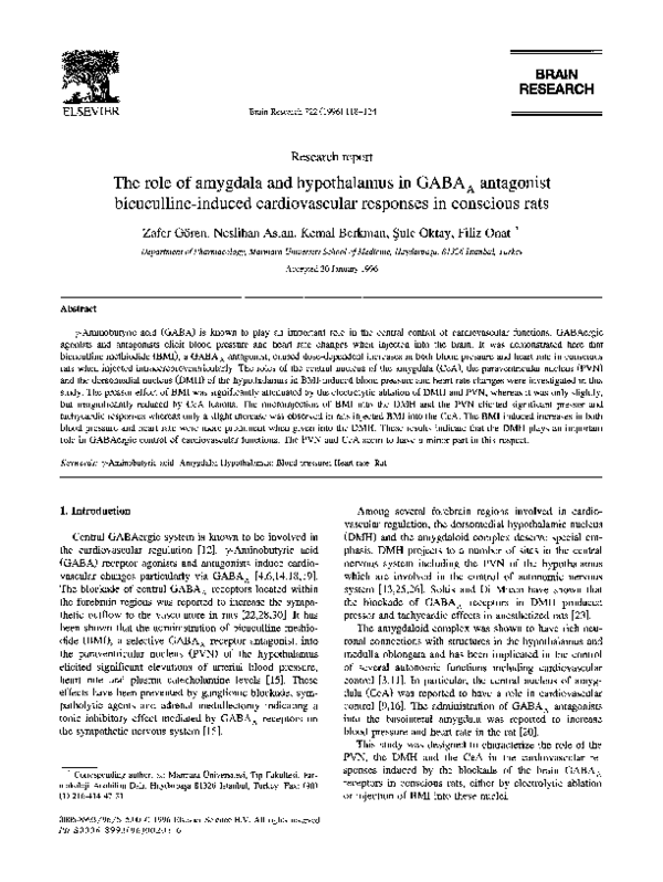 (PDF) The role of amygdala and hypothalamus in GABAA antagonist ...