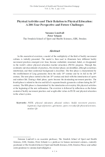 (PDF) Physical Activities and Their Relation to Physical Education: A ...