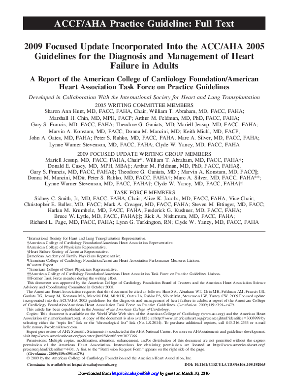 Pdf 2009 Focused Update Incorporated Into The Acc Aha 2005