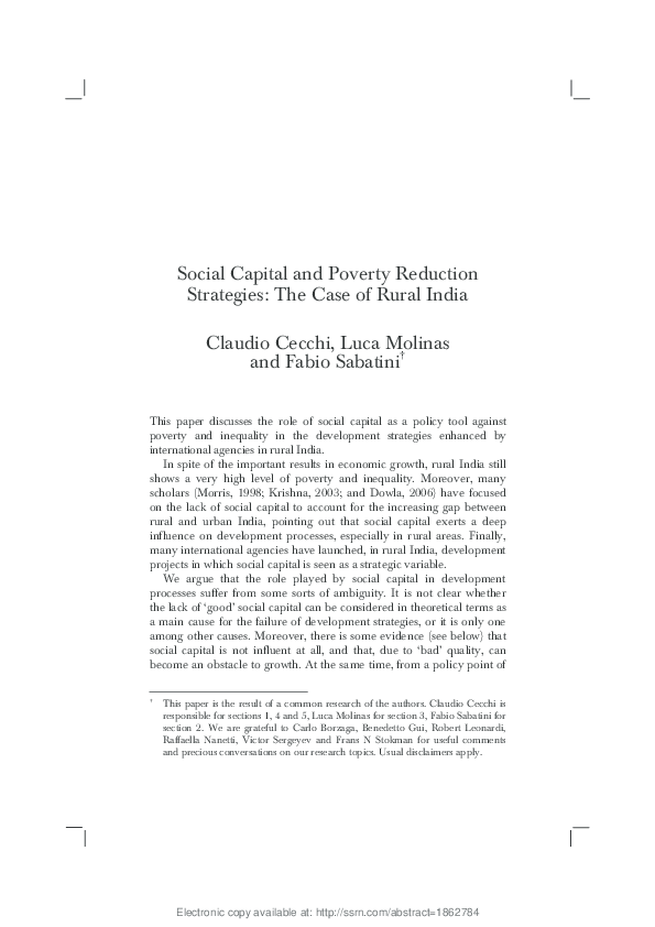 (PDF) Social Capital and Poverty Reduction Strategies: The Case of ...