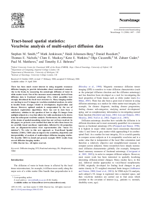 (PDF) Tract-based spatial statistics: Voxelwise analysis of multi ...