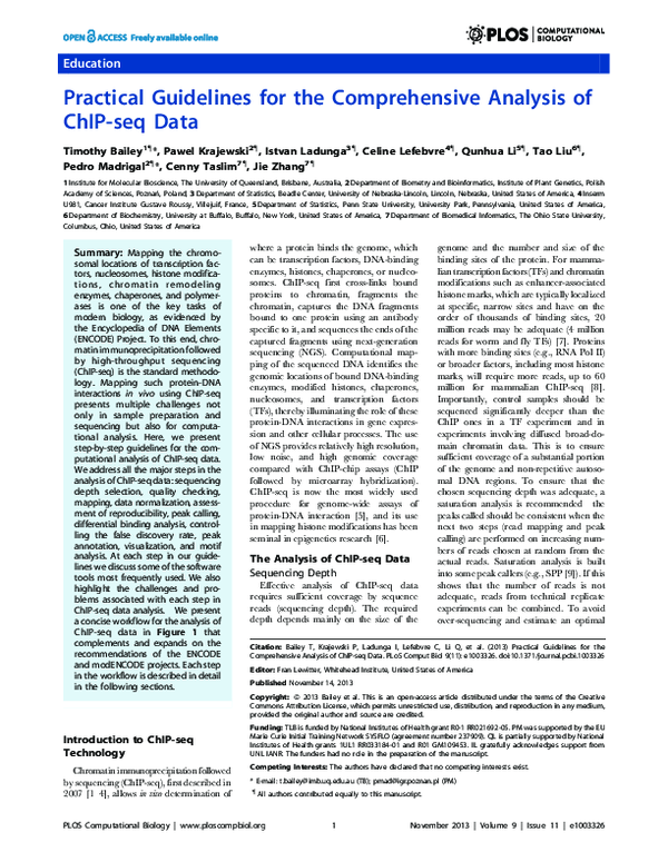 (PDF) Practical Guidelines for the Comprehensive Analysis of ChIP-seq Data