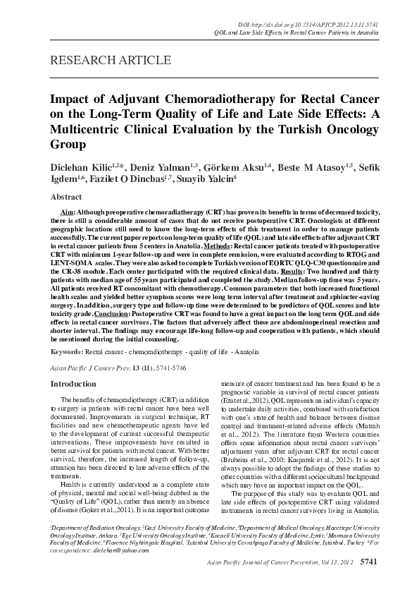 (PDF) Impact of adjuvant chemoradiotherapy for rectal cancer on the ...