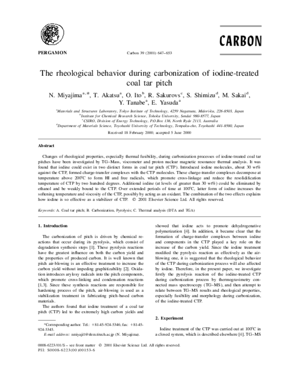 (PDF) The rheological behavior during carbonization of iodine-treated ...