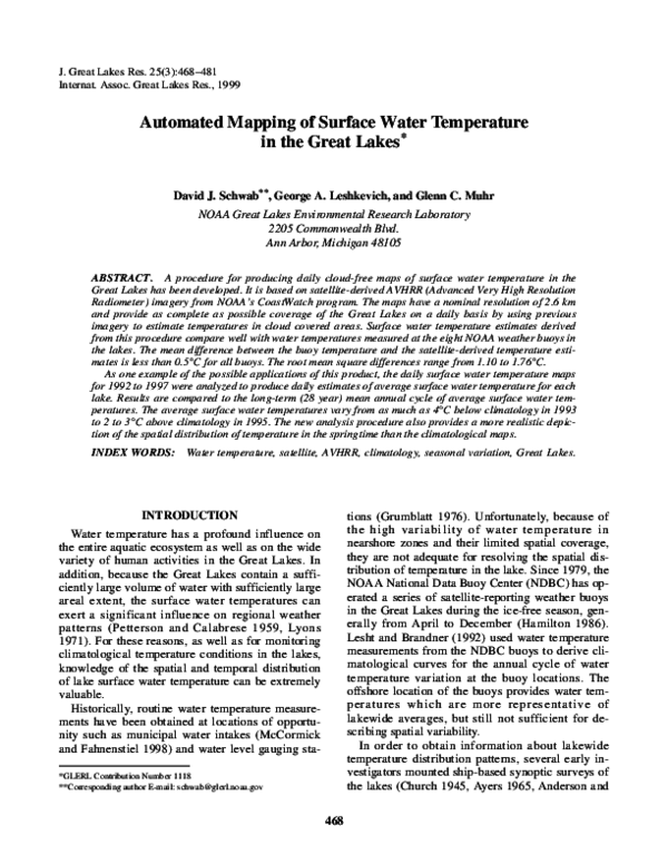 (PDF) Automated Mapping of Surface Water Temperature in the Great Lakes