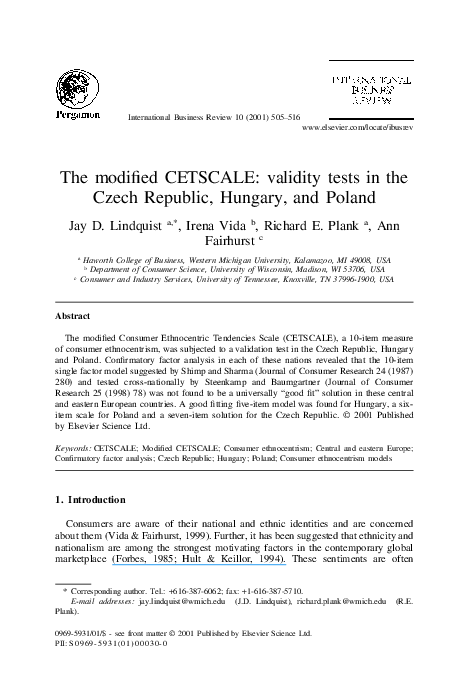 (PDF) The modified CETSCALE: validity tests in the Czech Republic ...