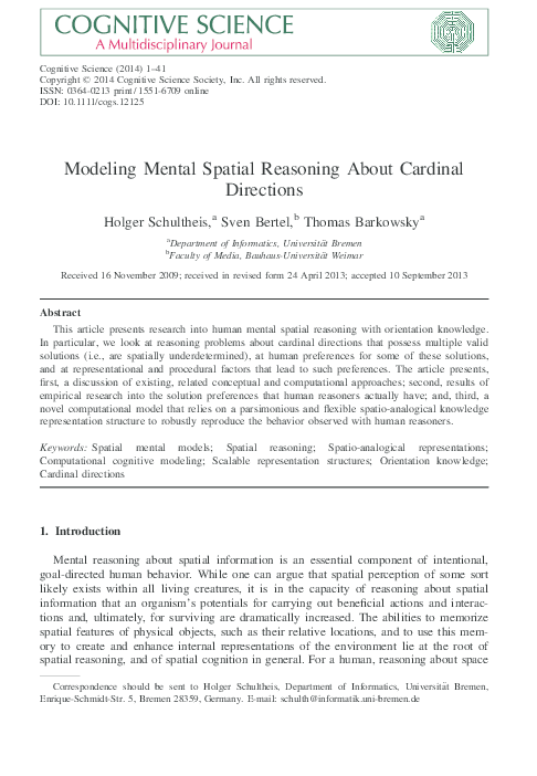 (PDF) Modeling Mental Spatial Reasoning About Cardinal Directions