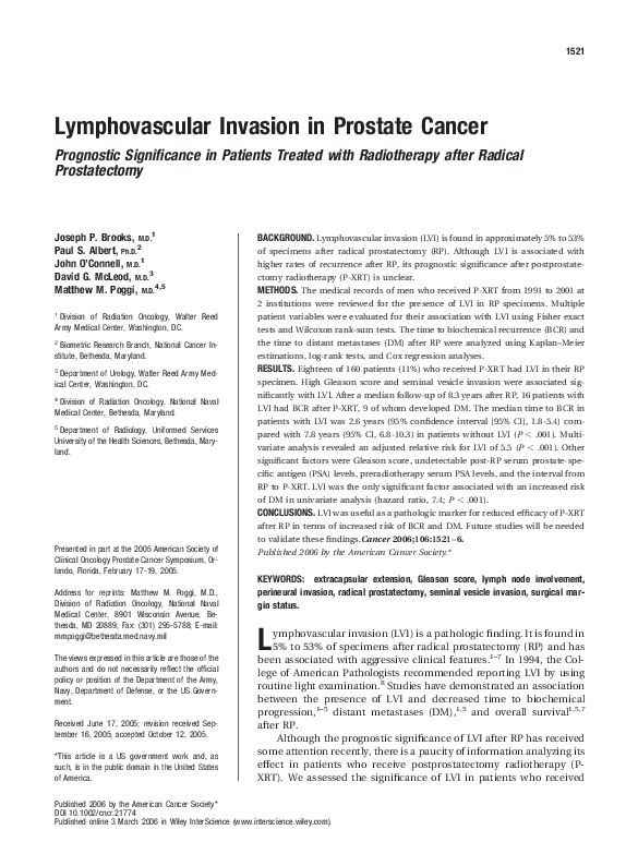 (PDF) Lymphovascular invasion in prostate cancer