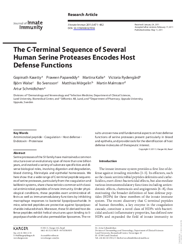 (PDF) The C-Terminal Sequence of Several Human Serine Proteases Encodes ...