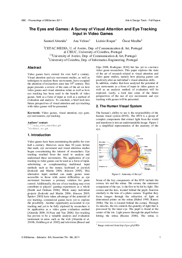 (PDF) The Eyes and Games: A Survey of Visual Attention and Eye Tracking ...