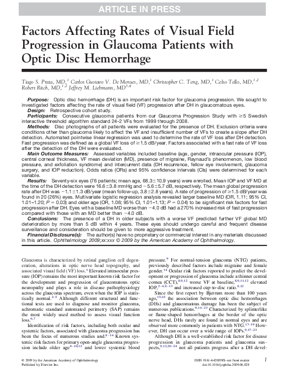(PDF) Factors Affecting Rates of Visual Field Progression in Glaucoma ...