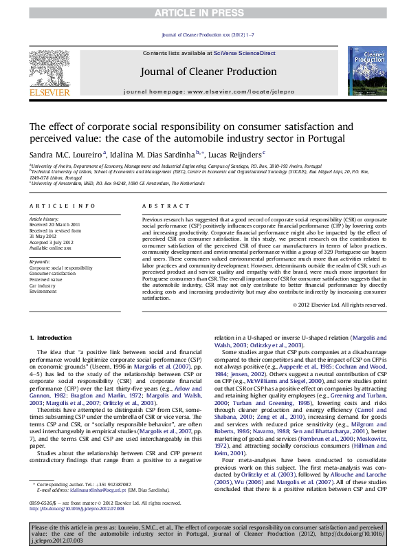 (PDF) The Effect of Corporate Social Responsibility on Customer ...
