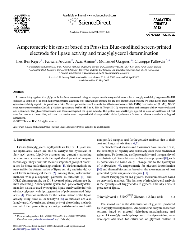 (PDF) Amperometric biosensor based on Prussian Blue-modified screen ...