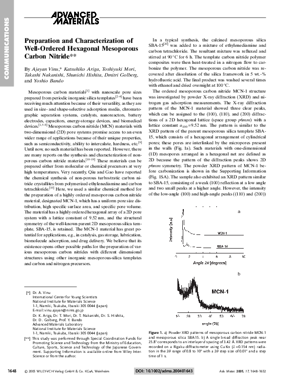 (PDF) Preparation and Characterization of Well-Ordered Hexagonal ...