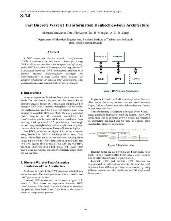 (PDF) Fast Discrete Wavelet Transformation Daubechies-Four Architecture