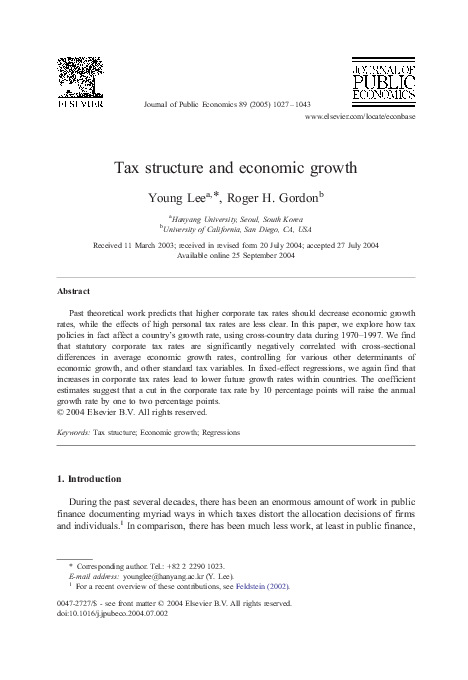 (PDF) Tax structure and economic growth