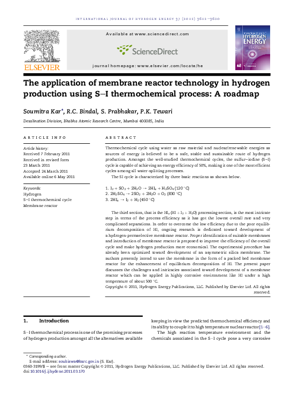 (PDF) The application of membrane reactor technology in hydrogen ...